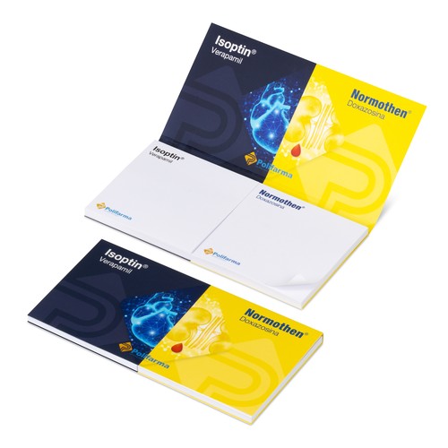 Adhesive notepads in soft cover