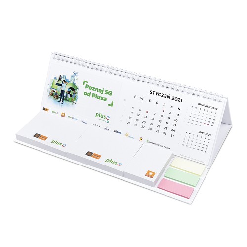 Wiro-Bound Desk Calendar in Hard Cover – With Sticky Notes and Colored Index Tabs