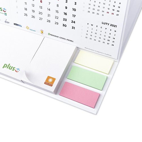 Calendrier de bureau spirale avec couverture rigide – Bloc-notes adhésifs et index colorés inclus - 2