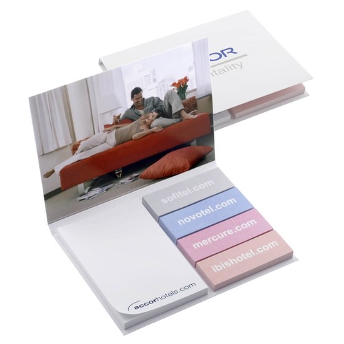 Adhesive Notepad Set with Paper Markers in Soft Cover – Custom Printed 75×75 mm Sticky Notes