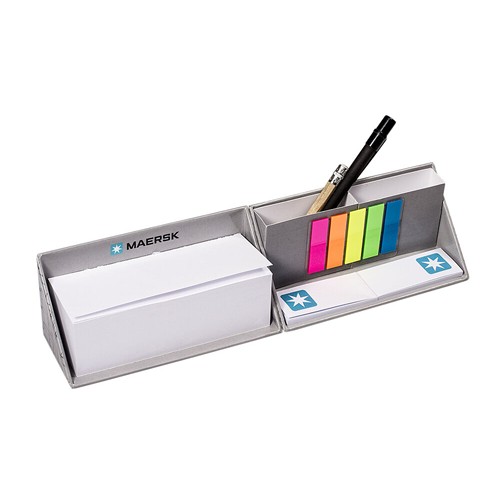 Organisateur de Bureau Mini Conteneur – Set de Papeterie Rigide avec Bloc-notes, Index et Porte-stylo - 2