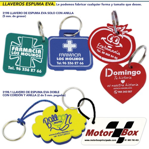 Porte-clés en EVA 5mm - formes diverses