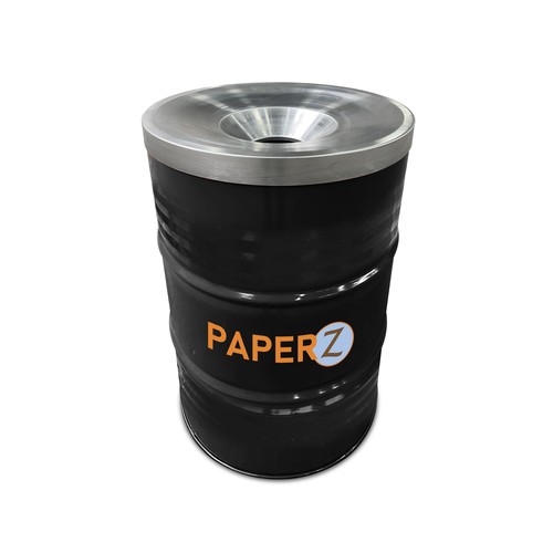 CONTENEDOR BARRIL GRANDE NEGRO CON TAPA IGNÍFUGA | CONTENEDOR DE 200 LITROS