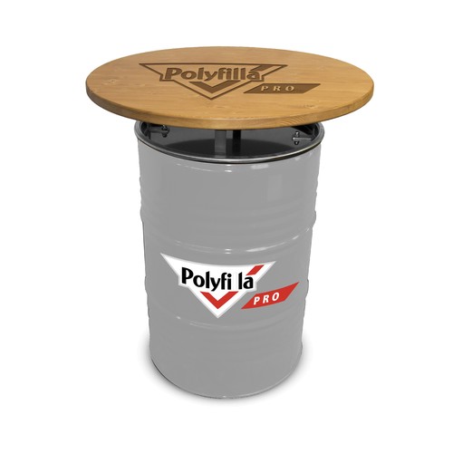 MESA BARRIL COLOR RAL CON SOBRE DE MESA DE MADERA DE PINO