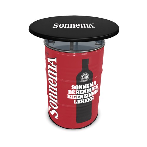 Barrel Table Full Colour with Black Table Top