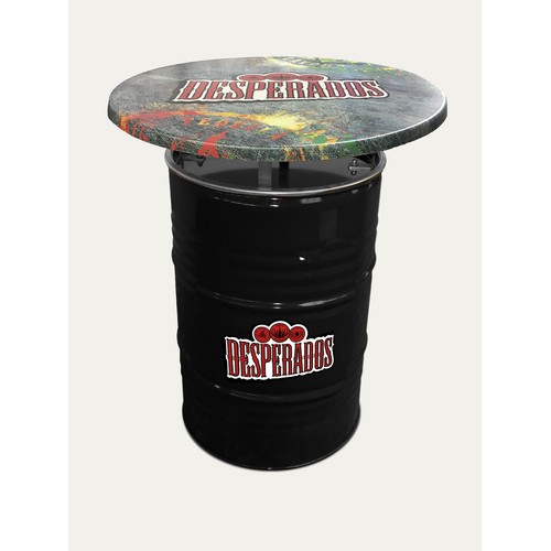 MESA BARRIL NEGRO CON SOBRE DE MESA FULL COLOUR