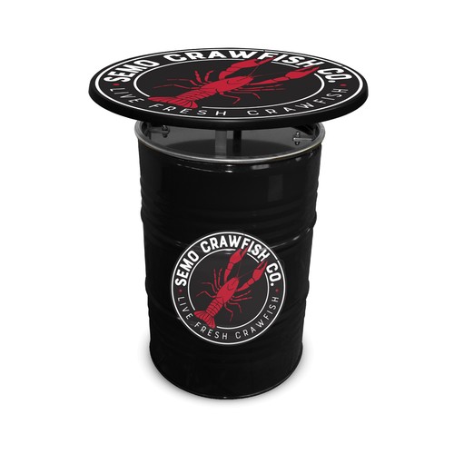 Barrel Table Black with Full Colour Table Top Barrel Table Black with Full Colour Table Top