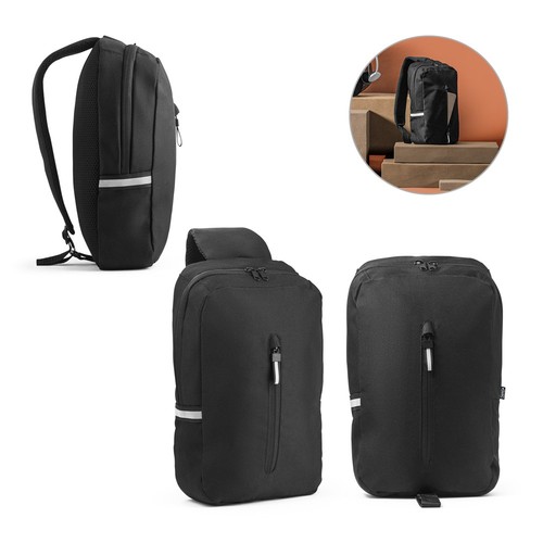 DELFOS. MOCHILA DE UNA SOLA CORREA DE 300D POLIÉSTER RECICLADO Y 600D POLIÉSTER RECICLADO, CON FORRO DE POLIÉSTER RECICLADO 210D