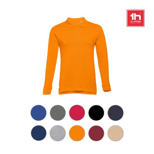 moteado gris claro THC BERN. Polo de manga larga para hombre