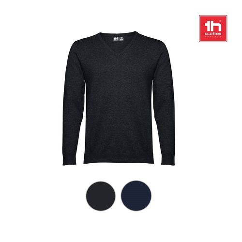 THC MILAN. Pull col V pour homme en coton et polyamide - 4