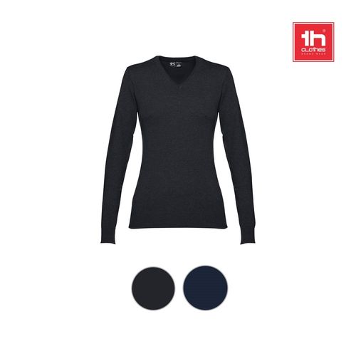 THC MILAN WOMEN. Pull à col V pour femmes en coton et polyamide - 4