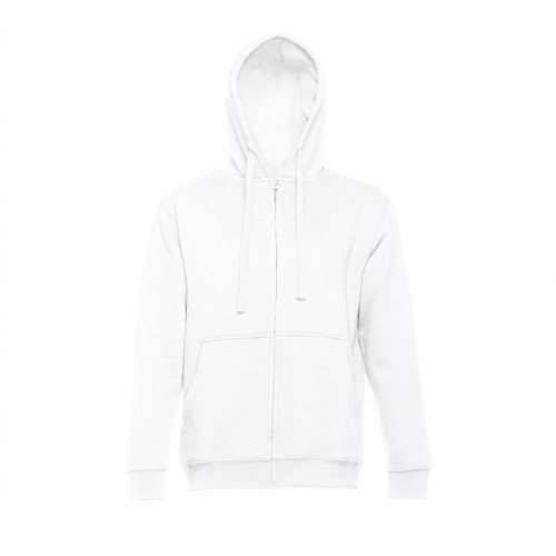 white THC AMSTERDAM. Sudadera para hombre, con cremallera y capucha