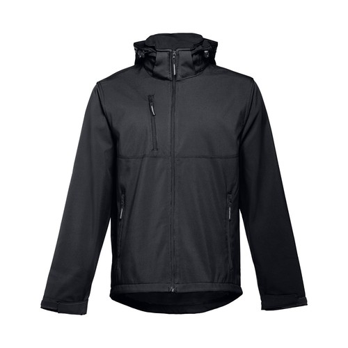 black THC ZAGREB. Chaqueta softshell para hombre, con capucha removible