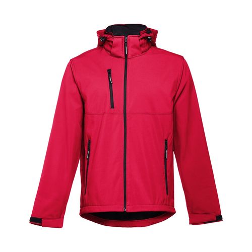 red THC ZAGREB. Chaqueta softshell para hombre, con capucha removible