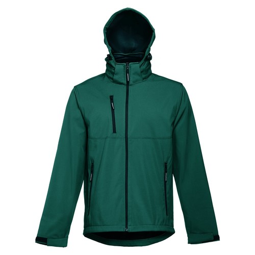 verde oscuro THC ZAGREB. Chaqueta softshell para hombre, con capucha removible