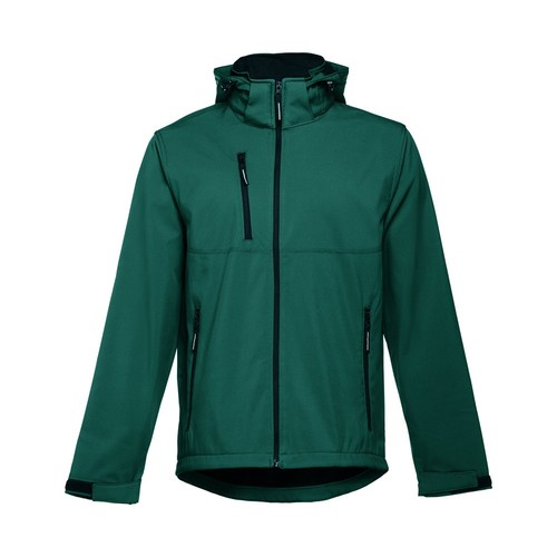 verde oscuro THC ZAGREB. Chaqueta softshell para hombre, con capucha removible