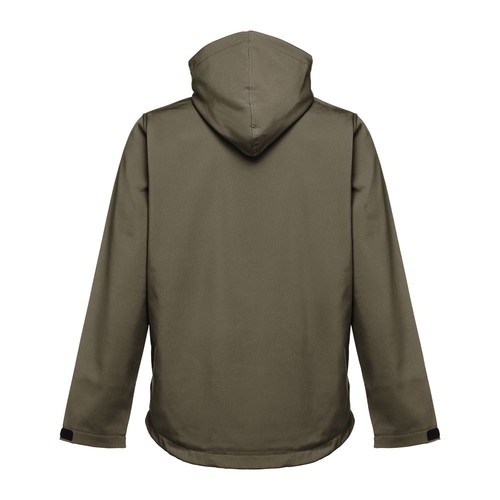 verde militar THC ZAGREB. Chaqueta softshell para hombre, con capucha removible