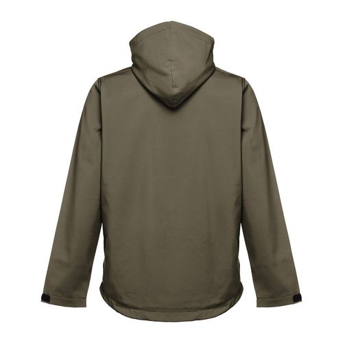 verde militar THC ZAGREB. Chaqueta softshell para hombre, con capucha removible