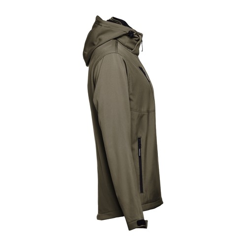 verde militar THC ZAGREB. Chaqueta softshell para hombre, con capucha removible