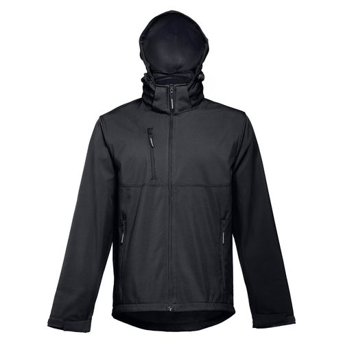 black THC ZAGREB. Chaqueta softshell para hombre, con capucha removible