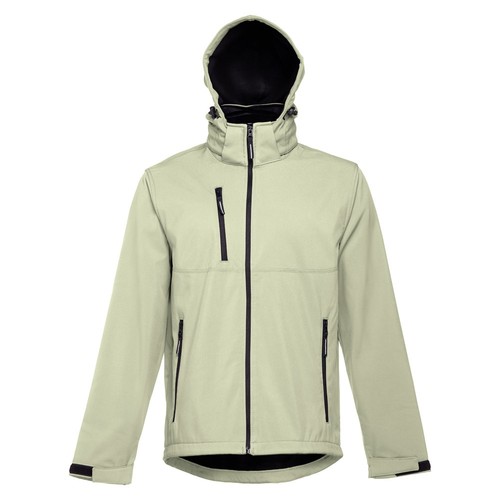 verde pastel THC ZAGREB. Chaqueta softshell para hombre, con capucha removible