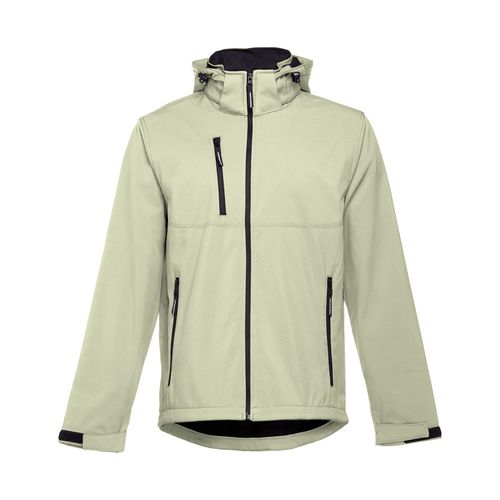 verde pastel THC ZAGREB. Chaqueta softshell para hombre, con capucha removible