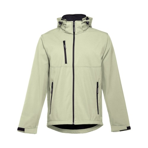 verde pastel THC ZAGREB. Chaqueta softshell para hombre, con capucha removible