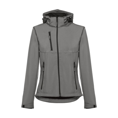gray THC ZAGREB WOMEN. Chaqueta softshell para mujer, con capucha removible