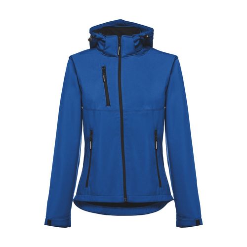 azulón THC ZAGREB WOMEN. Chaqueta softshell para mujer, con capucha removible