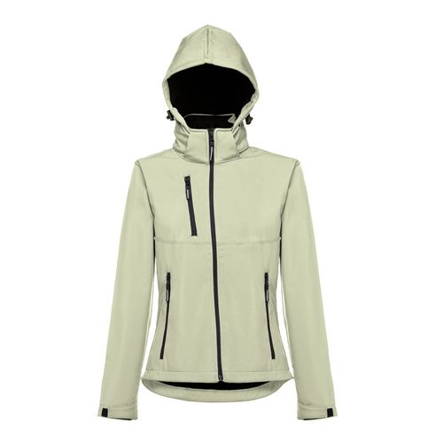 verde pastel THC ZAGREB WOMEN. Chaqueta softshell para mujer, con capucha removible
