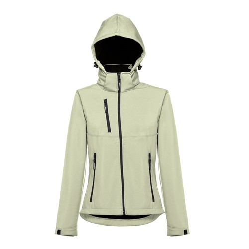 verde pastel THC ZAGREB WOMEN. Chaqueta softshell para mujer, con capucha removible