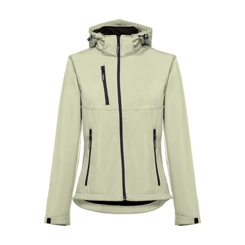 verde pastel THC ZAGREB WOMEN. Chaqueta softshell para mujer, con capucha removible