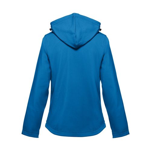 azul petróleo THC ZAGREB WOMEN. Chaqueta softshell para mujer, con capucha removible