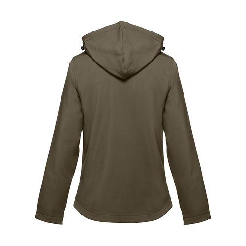 verde militar THC ZAGREB WOMEN. Chaqueta softshell para mujer, con capucha removible