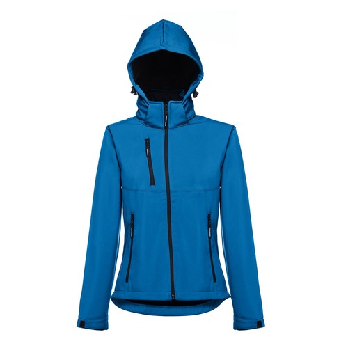 azul petróleo THC ZAGREB WOMEN. Chaqueta softshell para mujer, con capucha removible