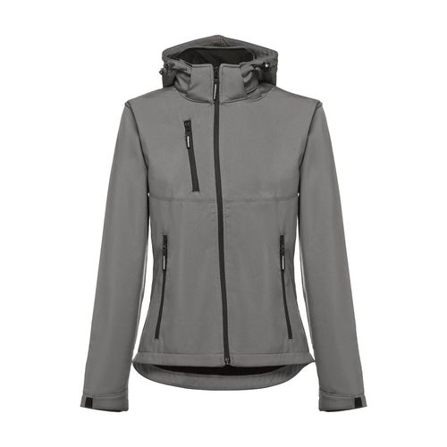 gray THC ZAGREB WOMEN. Chaqueta softshell para mujer, con capucha removible