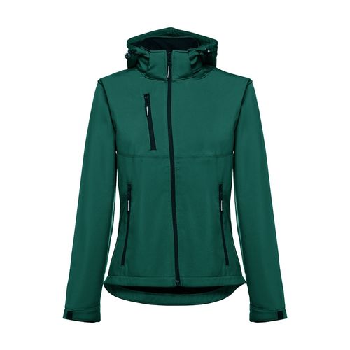 verde oscuro THC ZAGREB WOMEN. Chaqueta softshell para mujer, con capucha removible