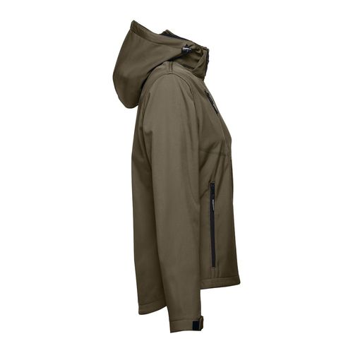 verde militar THC ZAGREB WOMEN. Chaqueta softshell para mujer, con capucha removible