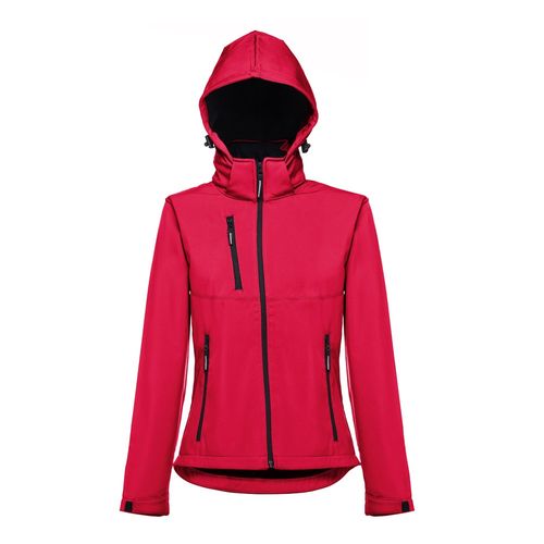red THC ZAGREB WOMEN. Chaqueta softshell para mujer, con capucha removible
