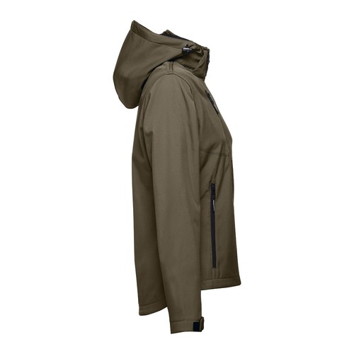 verde militar THC ZAGREB WOMEN. Chaqueta softshell para mujer, con capucha removible