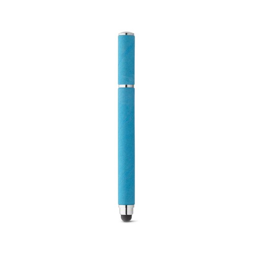 azul claro PAPYRUS. Bolígrafo en papel kraft y ABS con punta táctil