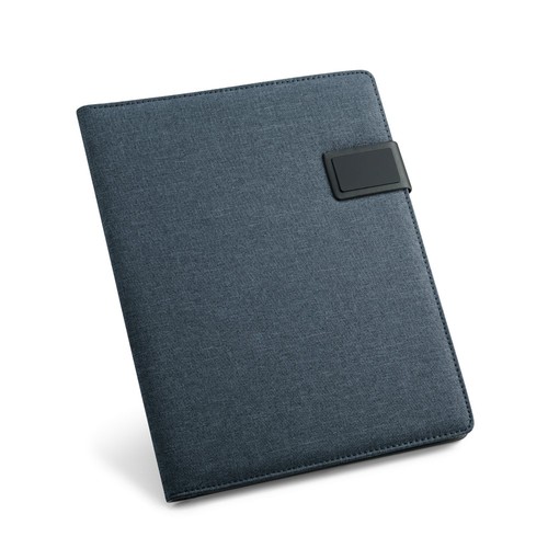 blue RIORDAN. Carpeta A4 en imitación lino y PU con bloc de páginas rayadas