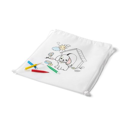 white DRAWS. Bolsa infantil con cordón para colorear (80 g/m²)