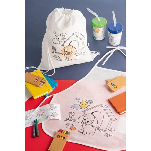white DRAWS. Bolsa infantil con cordón para colorear (80 g/m²)