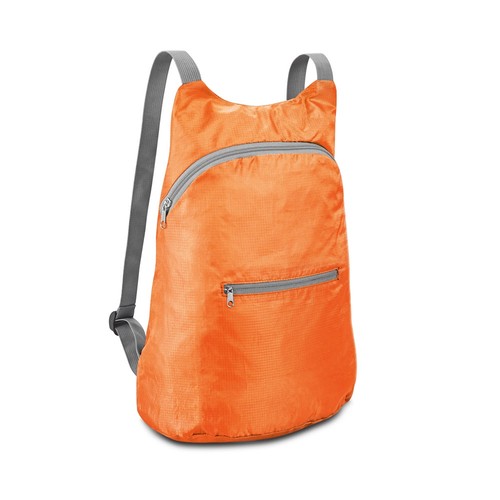 orange BARCELONA. Mochila plegable poliéster 210D ripstop