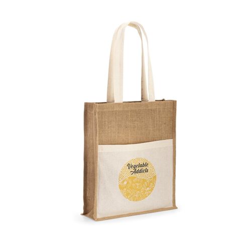 BRAGA. Sac en jute (240 g/m²) avec pochette 100% coton (140 gm²) - 4