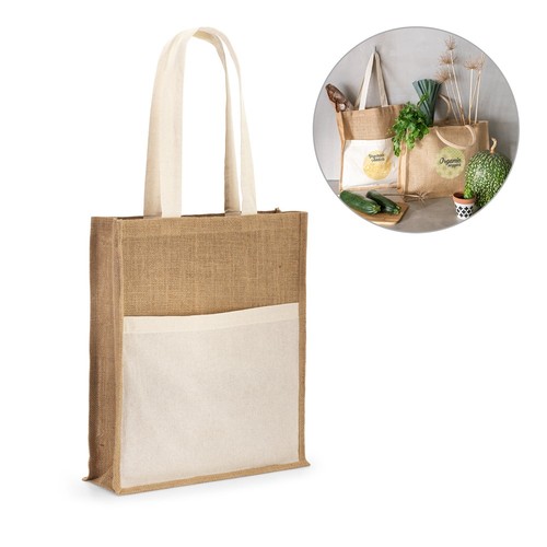 BRAGA. Sac en jute (240 g/m²) avec pochette 100% coton (140 g/m²), RIONDET SERIPUB, EYBENS