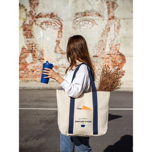 VILLE. Sac en toile 100% coton avec poche frontale et intérieure (280 g/m²) - 3
