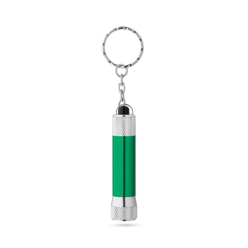 green LERGAN. Llavero de aluminio con linterna de 3 LED