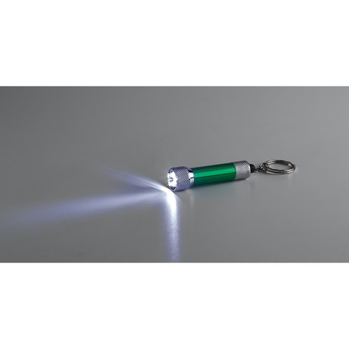 green LERGAN. Llavero de aluminio con linterna de 3 LED